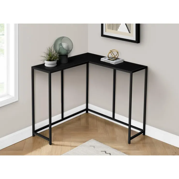 Monarch Console table - l-shaped / corner / metal frame - 36"l - - Black Outlet