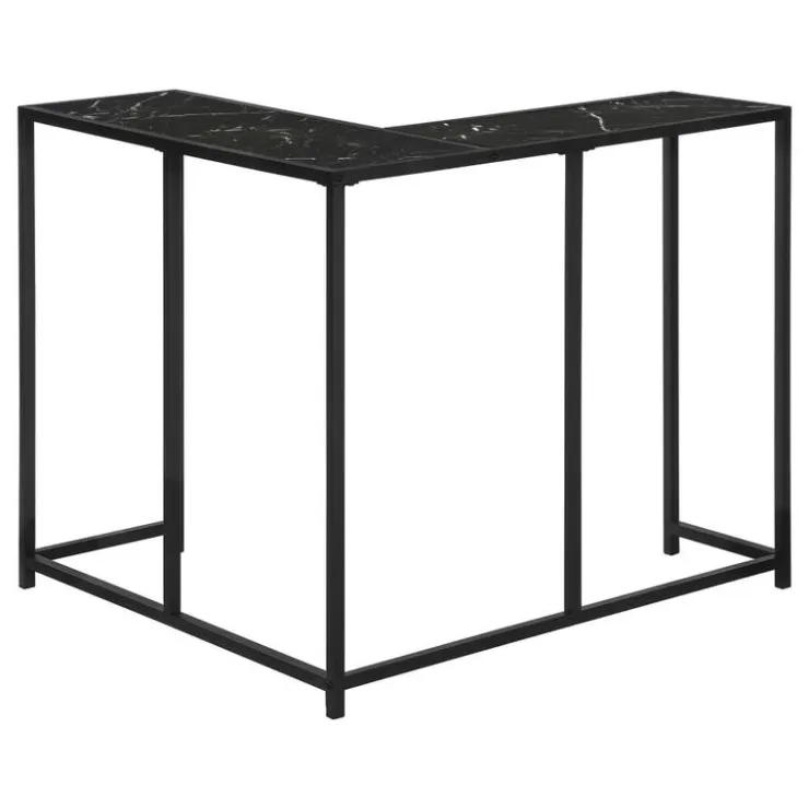 Monarch Console table - l-shaped / corner / metal frame - 36"l - marble-look / - Black Online