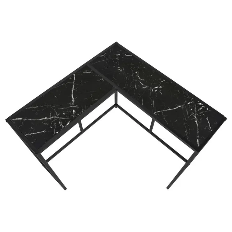 Monarch Console table - l-shaped / corner / metal frame - 36"l - marble-look / - Black Online
