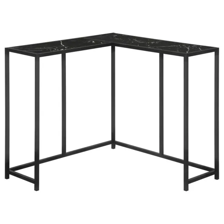 Monarch Console table - l-shaped / corner / metal frame - 36"l - marble-look / - Black Online