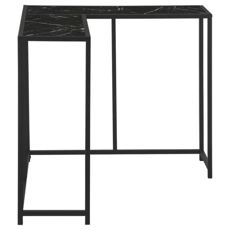 Monarch Console table - l-shaped / corner / metal frame - 36"l - marble-look / - Black Online