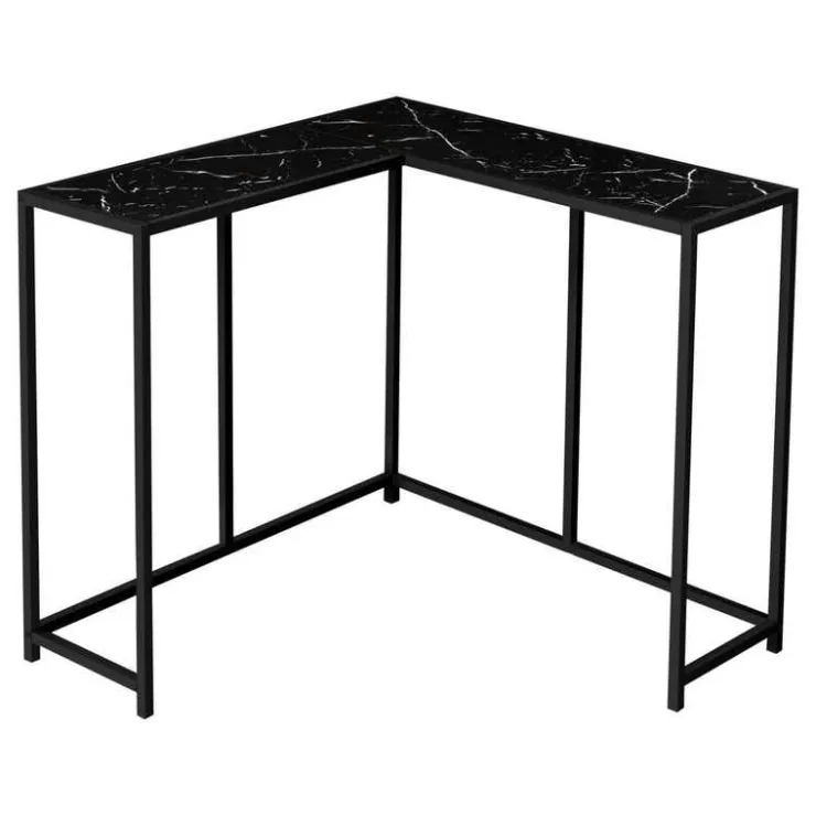 Monarch Console table - l-shaped / corner / metal frame - 36"l - marble-look / - Black Online