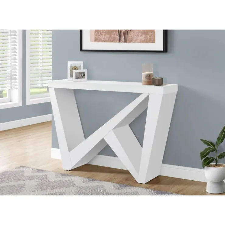 Monarch Console table - thick panel / asymmetrical base - 48"l - - White Discount