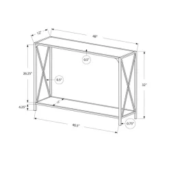 Monarch Console table - x-shaped sides / 1 shelf / rectangular - 48"l - marble- - Black Clearance