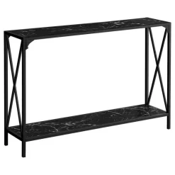 Monarch Console table - x-shaped sides / 1 shelf / rectangular - 48"l - marble- - Black Clearance