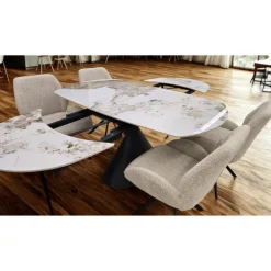 Convertible & Extendable Oval Dining Table with Pedestal - 63" Grey/Black Clearance