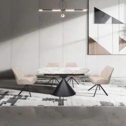 Convertible & Extendable Oval Dining Table with Pedestal - 63