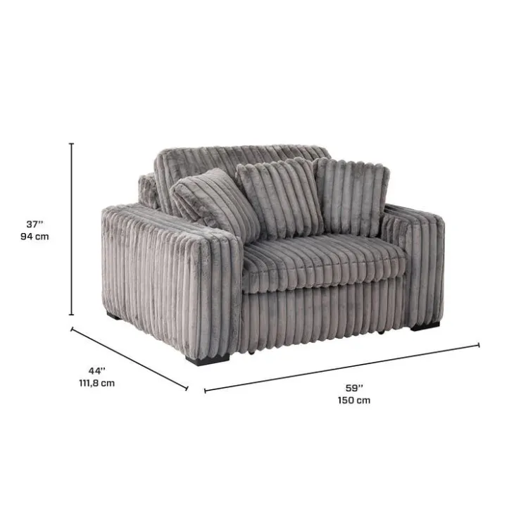 Corduroy Velvet Armchair with Power Slider Dark Grey New