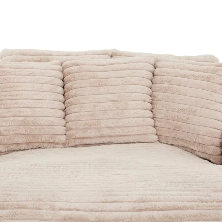 Corduroy Velvet Chaise with Cup Holders and USB Ports - Light Taupe Grey-brown Clearance