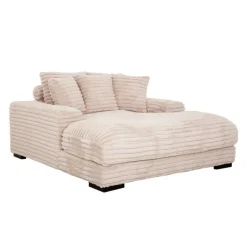 Corduroy Velvet Chaise with Cup Holders and USB Ports - Light Taupe Grey-brown Clearance