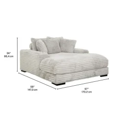 Corduroy Velvet Chaise with Cup Holders and USB Ports - Grey