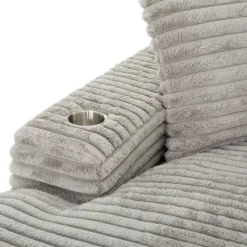 Corduroy Velvet Chaise with Cup Holders and USB Ports - Grey