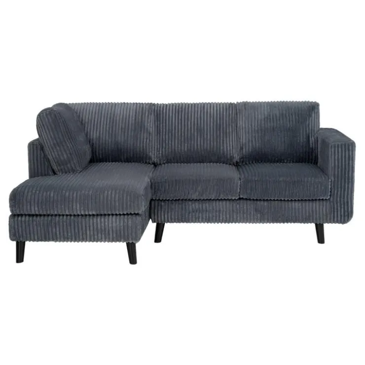 Corduroy Velvet Sectional with Left-Side Chaise Grey Discount