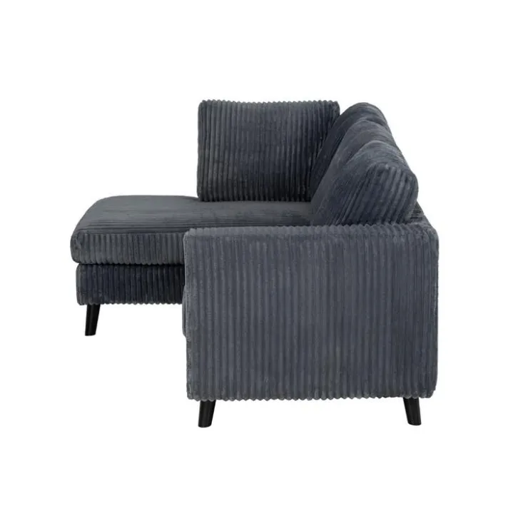 Corduroy Velvet Sectional with Left-Side Chaise Grey Discount