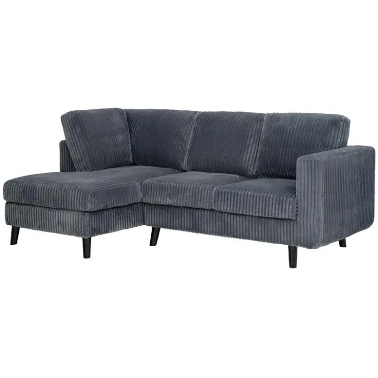 Corduroy Velvet Sectional with Left-Side Chaise Grey Discount