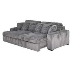 Corduroy Velvet Sectional with Power Slider and Chaise Dark Grey Discount
