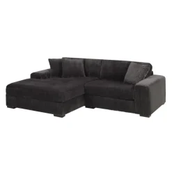 Sofa By Fancy Corduroy Velvet Sectional with Left-Side Chaise - Dark Grey Sale