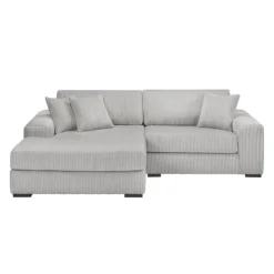 Sofa By Fancy Corduroy Velvet Sectional with Left-Side Chaise - Light Grey Light Grey / Silver Hot