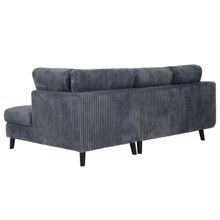 Corduroy Velvet Sectional with Right-Side Chaise Grey Sale