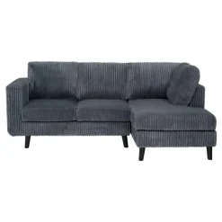 Corduroy Velvet Sectional with Right-Side Chaise Grey Sale