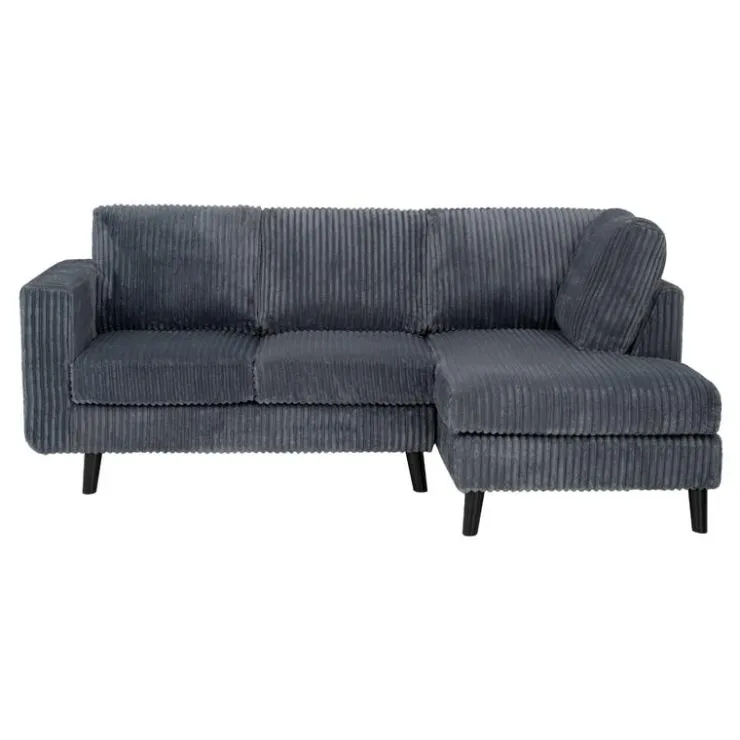 Corduroy Velvet Sectional with Right-Side Chaise Grey Sale