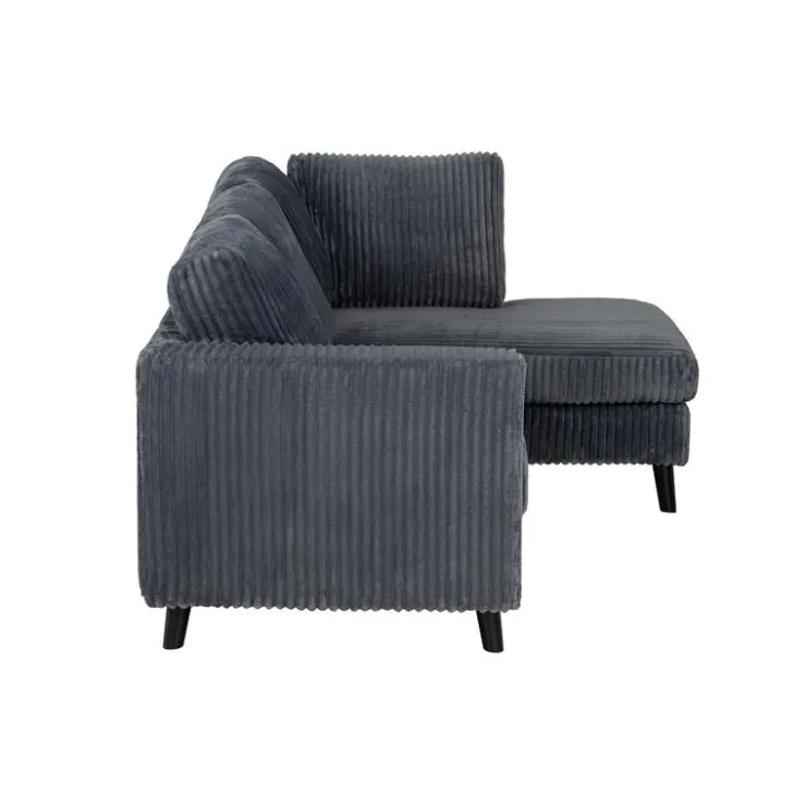 Corduroy Velvet Sectional with Right-Side Chaise Grey Sale