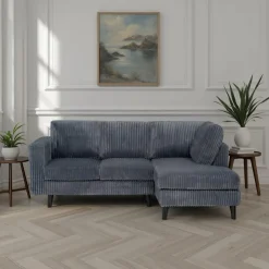 Corduroy Velvet Sectional with Right-Side Chaise Grey Sale