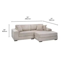 Sofa By Fancy Corduroy Velvet Sectional with Right-Side Chaise - Beige