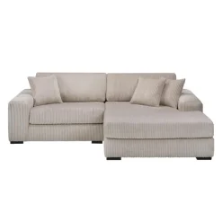Sofa By Fancy Corduroy Velvet Sectional with Right-Side Chaise - Beige