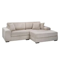 Sofa By Fancy Corduroy Velvet Sectional with Right-Side Chaise - Beige