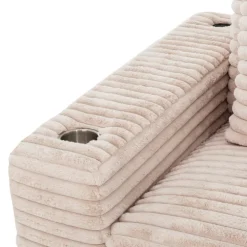 Corduroy Velvet Sectional with Reversible Chaise - Light Taupe Pale Taupe Discount