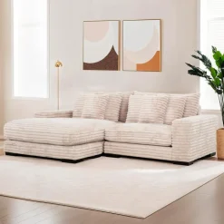 Corduroy Velvet Sectional with Reversible Chaise - Light Taupe Pale Taupe Discount