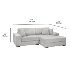 Sofa By Fancy Corduroy Velvet Sectional with Right-Side Chaise - Light Grey Light Grey / Silver Clearance