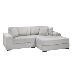 Sofa By Fancy Corduroy Velvet Sectional with Right-Side Chaise - Light Grey Light Grey / Silver Clearance