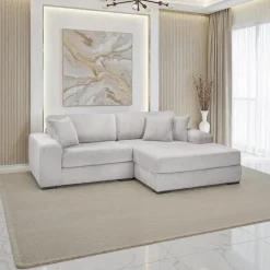Sofa By Fancy Corduroy Velvet Sectional with Right-Side Chaise - Light Grey Light Grey / Silver Clearance