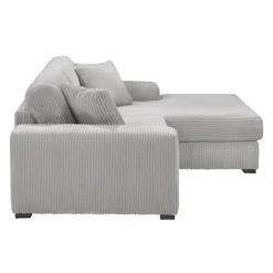 Sofa By Fancy Corduroy Velvet Sectional with Right-Side Chaise - Light Grey Light Grey / Silver Clearance