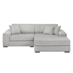 Sofa By Fancy Corduroy Velvet Sectional with Right-Side Chaise - Light Grey Light Grey / Silver Clearance