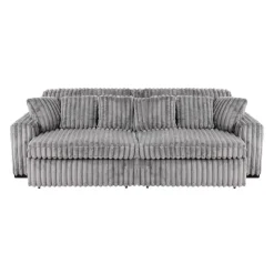 Corduroy Velvet Sofa with 2 Power Sliders Dark Grey Outlet