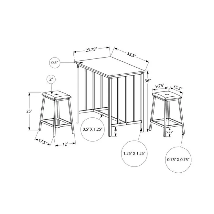 Monarch Counter height table with 2 stools White Clearance