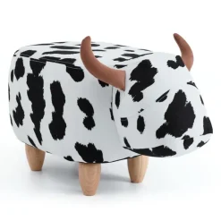 Cow-Shaped Kids Pouf – 25.6" x 14.2" x 14.6" Black and white Discount