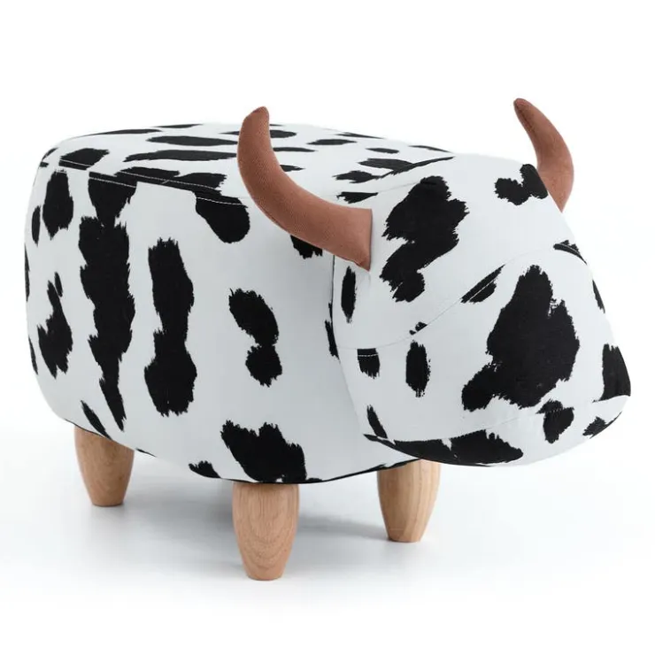 Cow-Shaped Kids Pouf – 25.6" x 14.2" x 14.6" Black and white Discount