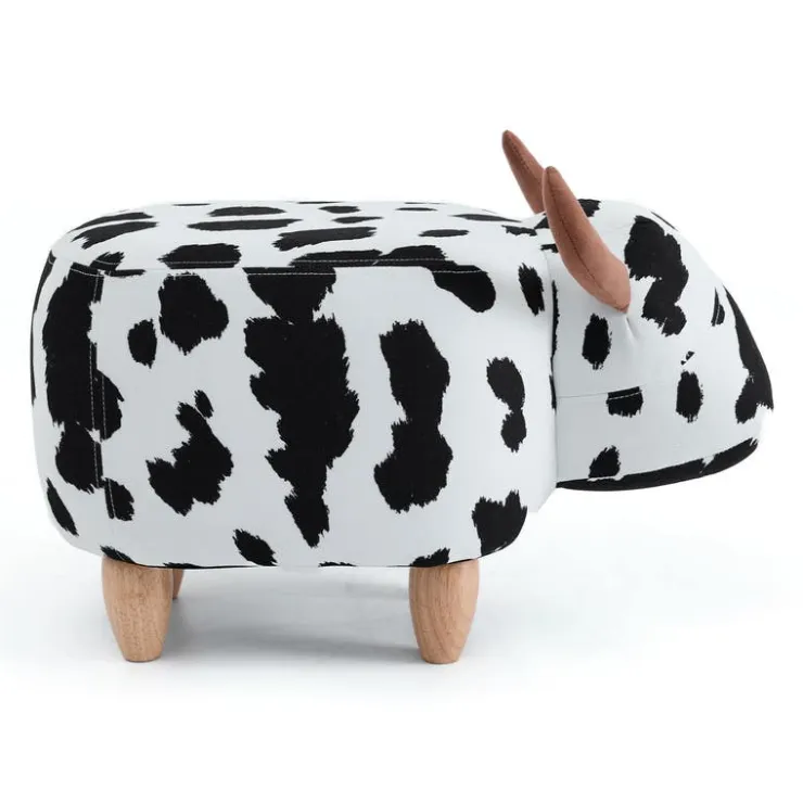 Cow-Shaped Kids Pouf – 25.6" x 14.2" x 14.6" Black and white Discount
