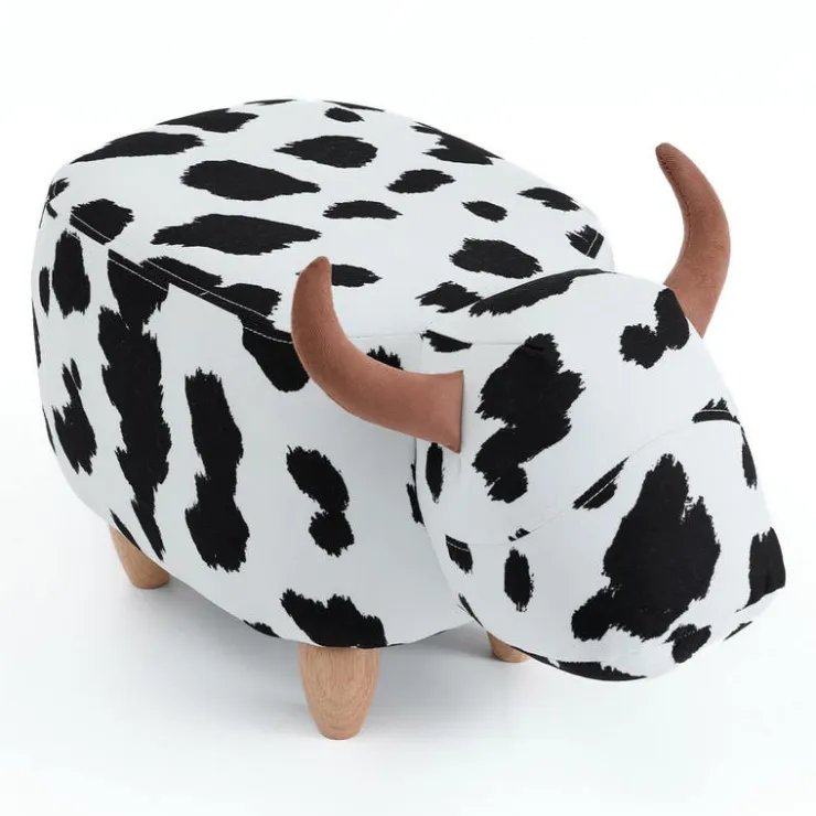 Cow-Shaped Kids Pouf – 25.6" x 14.2" x 14.6" Black and white Discount