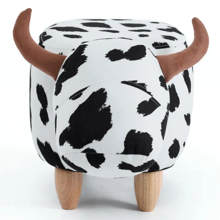 Cow-Shaped Kids Pouf – 25.6" x 14.2" x 14.6" Black and white Discount