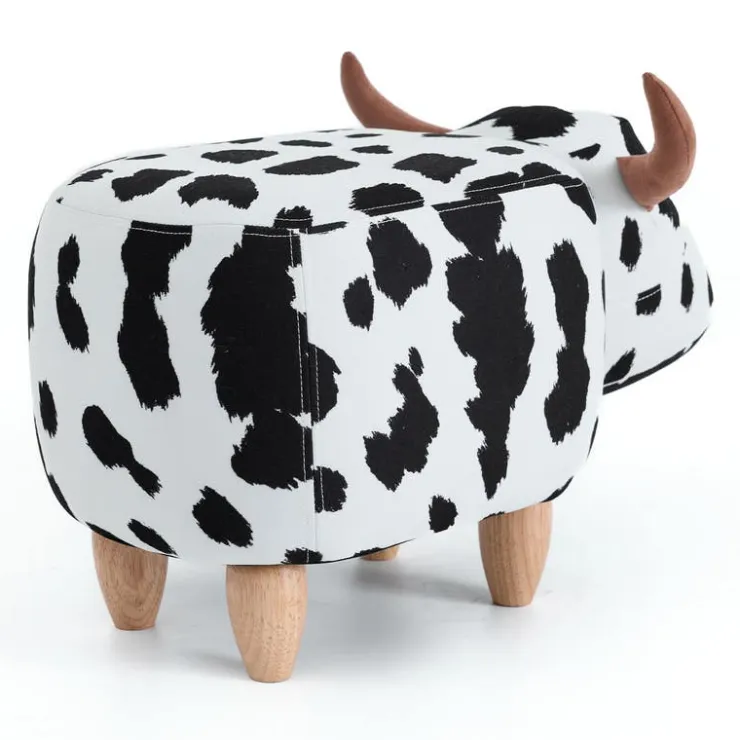 Cow-Shaped Kids Pouf – 25.6" x 14.2" x 14.6" Black and white Discount