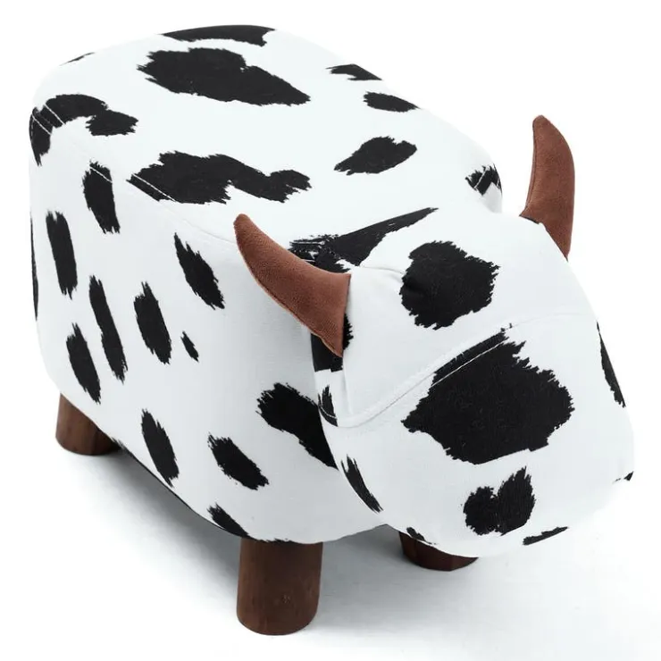 Cow-Shaped Kids Pouf – 17.7" x 9.1" x 10.6" Black and white Clearance