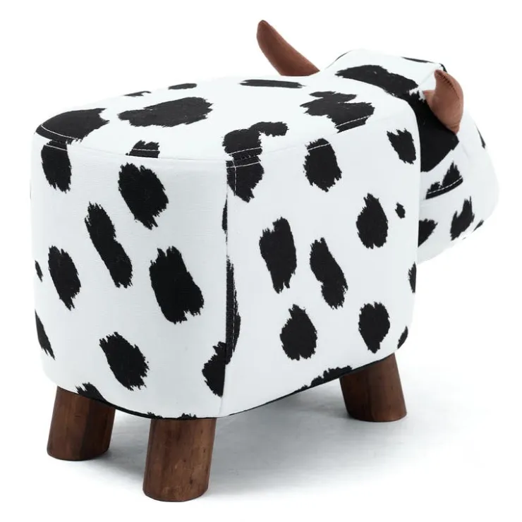 Cow-Shaped Kids Pouf – 17.7" x 9.1" x 10.6" Black and white Clearance