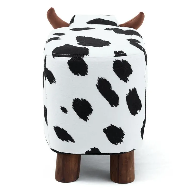 Cow-Shaped Kids Pouf – 17.7" x 9.1" x 10.6" Black and white Clearance