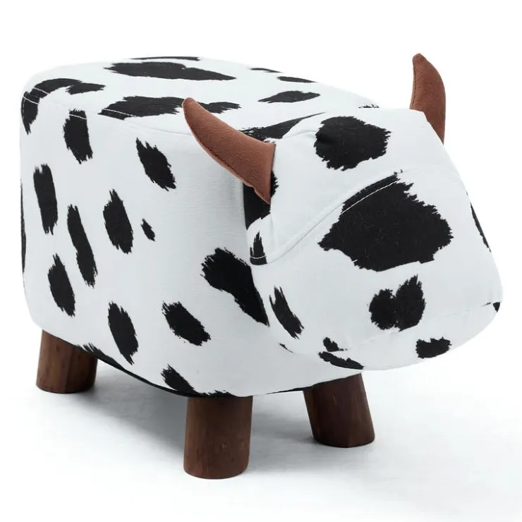 Cow-Shaped Kids Pouf – 17.7" x 9.1" x 10.6" Black and white Clearance