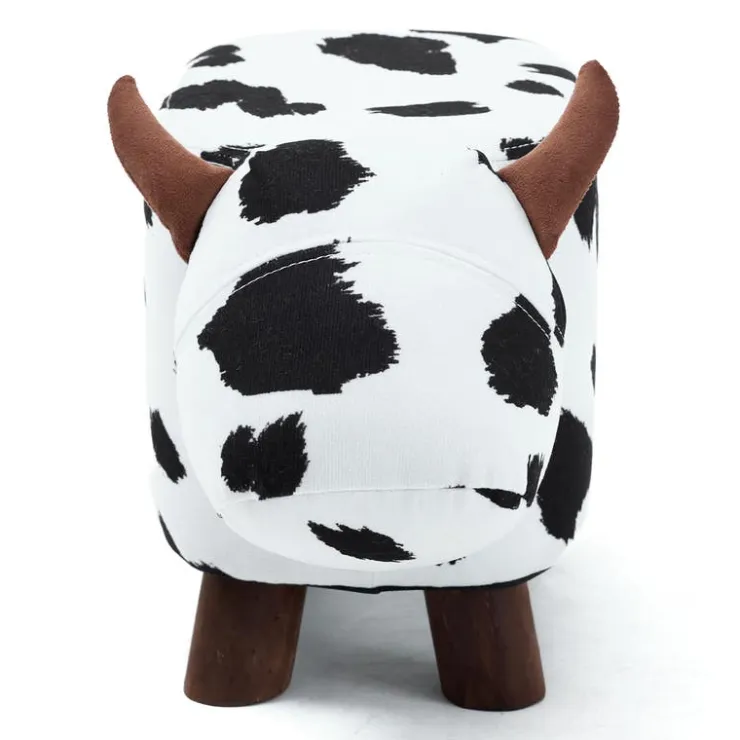 Cow-Shaped Kids Pouf – 17.7" x 9.1" x 10.6" Black and white Clearance